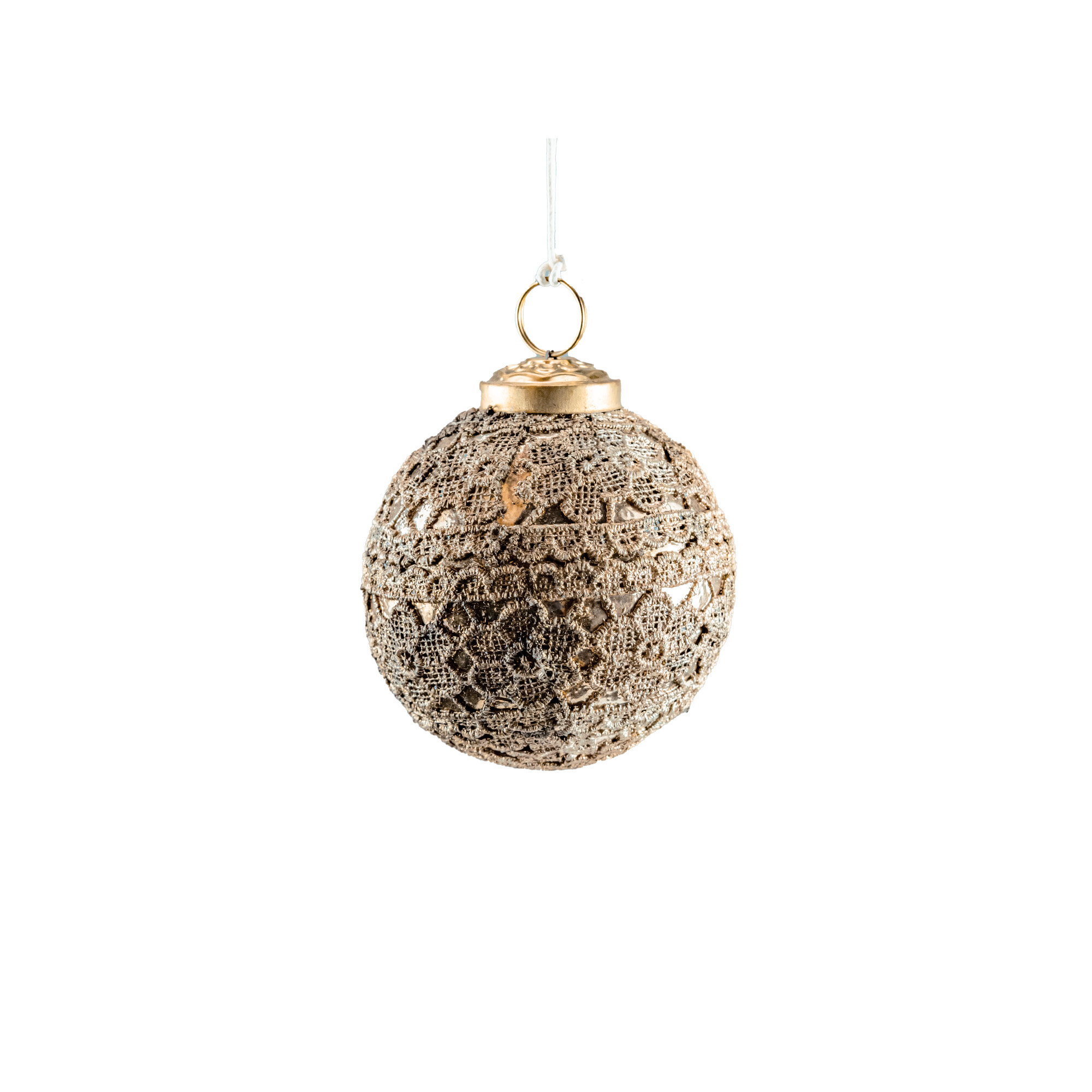 Glass christmas Ball with design, Brown